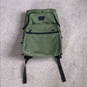 NWOT TUMI Small Backpack Green Lightweight Leather